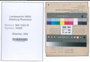 Entnazifizierung Willi Wascher , geb. 22.04.1912 (Maler)
