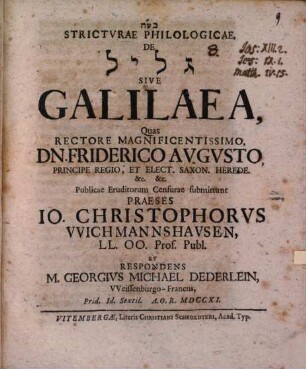 Stricturae philol. de Galilaea