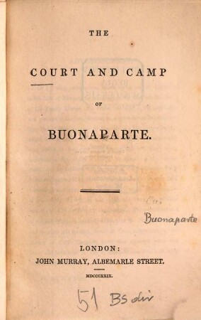 The court and camp of Buonaparte