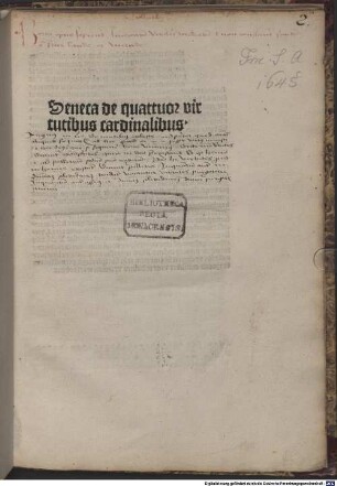Seneca de quattuor virtutibus cardinalibus
