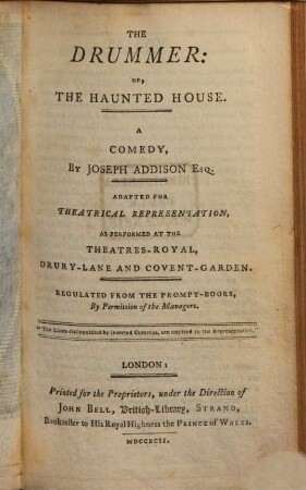 The drummer, or the haunted house : a comedy