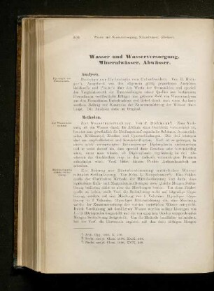 Wasser und Wasserversorung, Mineralwasser, Abwässer.