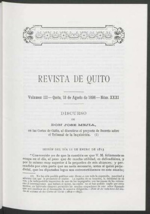 Núm. XXXI - Quito, 13 de Agosto de 1898