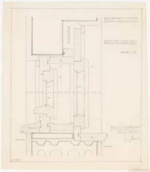 Wohnhaus H.C. Fischer, Stettin: Wohn-und Schlafzimmerfenster: Schnitt 1:1