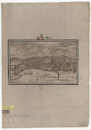 Ansicht von Löbau, Kupferstich, um 1750 : Loebau : die älteste Sechs-Stadt im Marggraffthum Ober-Lausitz. - [S.l.] , [um 1750?]. - 1 Kunstbl. : Kupferstich ; 29 x 17 cm