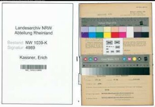 Entnazifizierung Erich Kassner , geb. 18.10.1900 (Maschinist)