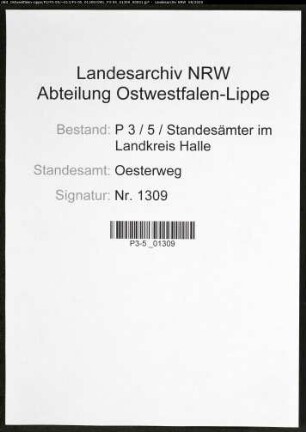 Sterberegister Standesamt Oesterweg