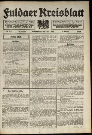 Dritte Ausgabe vom Samstag, den 29. Juli 1911.