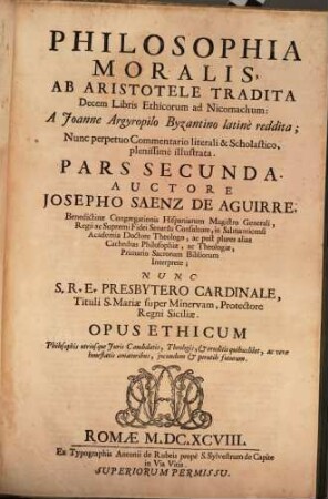 Philosophia Moralis, Ab Aristotele Tradita Decem Libris Ethicorum ad Nicomachum. 2