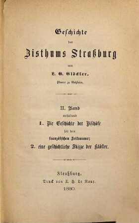 Geschichte des Bisthums Strassburg, 2