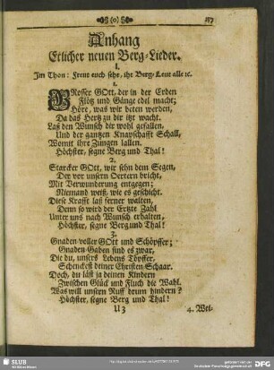 Anhang Etlicher neuen Berg-Lieder