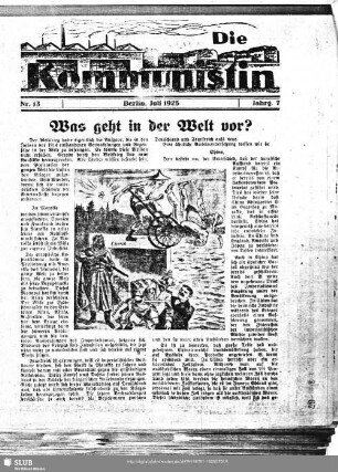 Die Kommunistin : Organ der Kommunistischen Partei Deutschlands (Sektion der Kommunistischen Internationale)