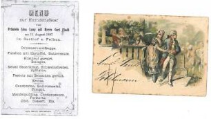 Menükarte zur Hochzeitsfeier von Lina Lang und Carl Fladt im Gasthof zum Falken