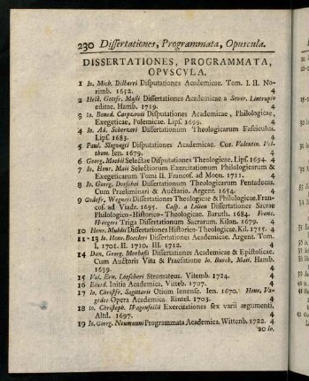230-240, Dissertationes, Programmata, Opuscula. - Miscellanea (*).