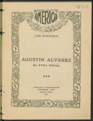 1921004600: Agustín Alvarez : su ética social
