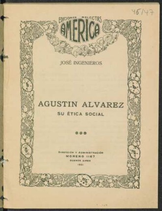 1921004600: Agustín Alvarez : su ética social