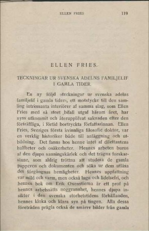 Ellen Fries. Teckningar Ur Svenska Adelns Familjelif I Gamla Tider.