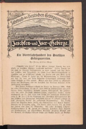 Ein Vierteljahrhundert des Deutschen Gebirgsvereins