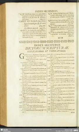 Index Secundus Dictorum Scripturae Explicatorum Et Vindicatorum