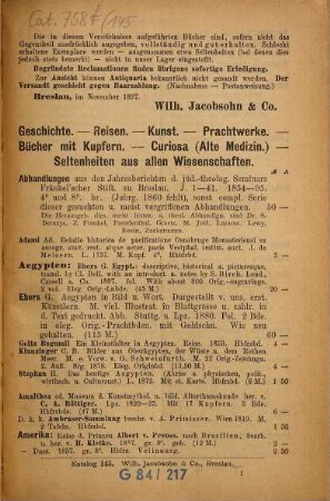 Antiquarischer Katalog. 145. 1897