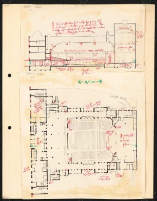Eispalast (auch: Scala), Berlin-Schöneberg: Grundriss und Längsschnitt
