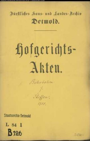 Behrbohm (Beerbohm), Kasimir zu Erder gegen Dietrich Steffen zu Erder