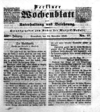 No. 47, Sonnabend, den 24. November 1849.