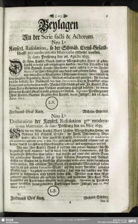 Beylagen Zu der Serie facti & Actorum