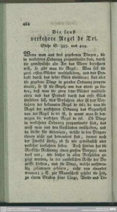 Die sonst verkehrte Regel de Tri