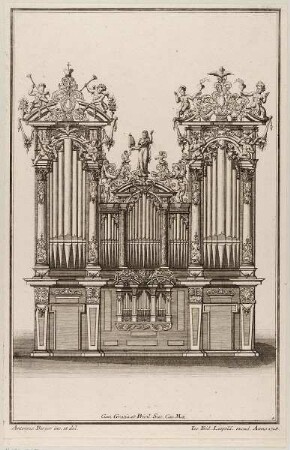 Orgel, Blatt 4 aus der Folge "Accurater Entwurff gantz neu inventirter u. noch nie an das Tagesliecht gekommener Orgelkästen"