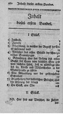 Inhalt dieses ersten Bandes.