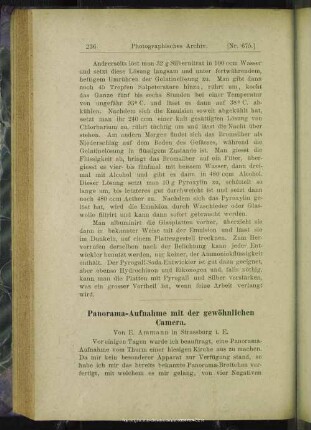 Panorama-Aufnahme mit der gewöhnlichen Camera