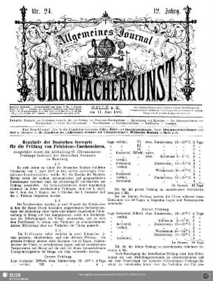 Regulativ der Deutschen Seewarte für die Prüfung von Präzisions-Taschenuhren