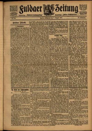 Erste Ausgabe vom Mittwoch, den 07. August 1907.