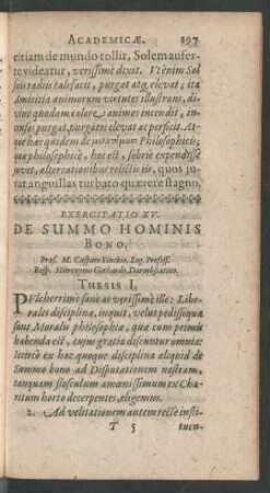 Exercitatio XV. De Summo Hominis Bono