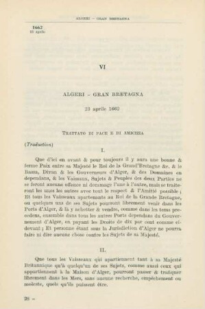 VI Algeri - Gran Bretagna 23 aprile 1662