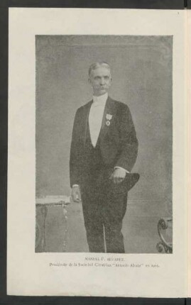 [Retrato del autor] Manuel F. Álvarez, Presidente de la Sociedad Científica "Antonio Alzate" en 1905.
