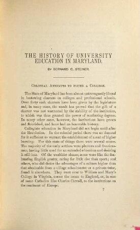 The History of University Education in Maryland