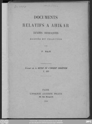 Documents relatifs à Aḥikar