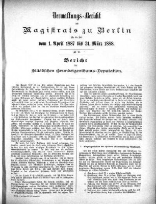No. II. Bericht der städtischen Grundeigenthums-Deputation