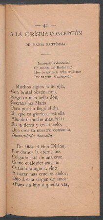 A la Purísima Concepción de María Santísima.