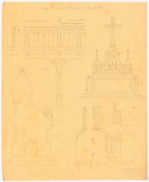 Evangelische Kirche, Bukowitz: Details von Galerie, Sitzbank, Altar