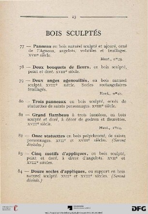 Bois Sculptés (Nr. 77-104)