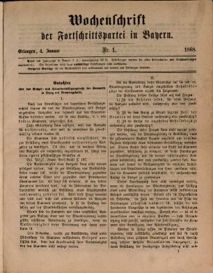 Wochenschrift der Fortschrittspartei in Bayern. 1868, 1868