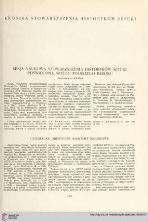 Sesja Naukowa Stowarzyszenia Historyków Sztuki poświęcona sztuce polskiego baroku