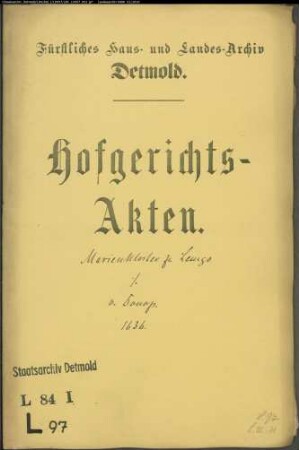 Lemgo, Marienkloster zu gegen Philipp von Donop zu Borkhausen - Schuldforderung