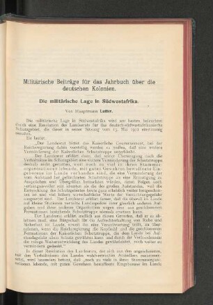 Die militärische Lage in Südwestafrika.