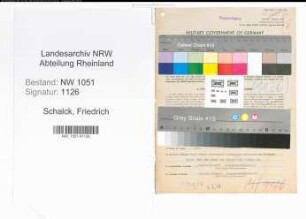 Entnazifizierung Friedrich Schalck , geb. 26.06.1887 (Finanzbeamter)