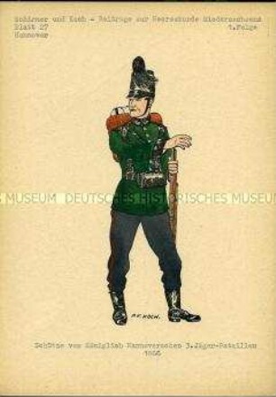 Uniformdarstellung, Schütze des 3. Jäger-Bataillons, Königreich Hannover, 1866.