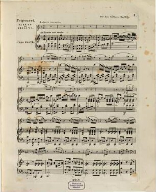 Potpourri tiré de l'opéra La dame blanche par Boieldieu : composé pour piano et flûte ou violon : Op. 201